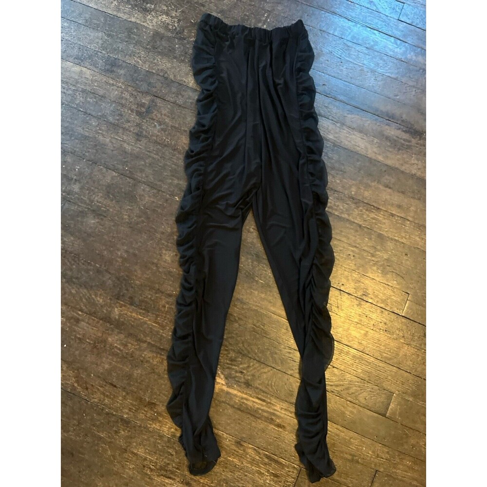 Black Sheer Ruched Mesh Pants Pretty Little Thing EUC Size 14 Club Wear